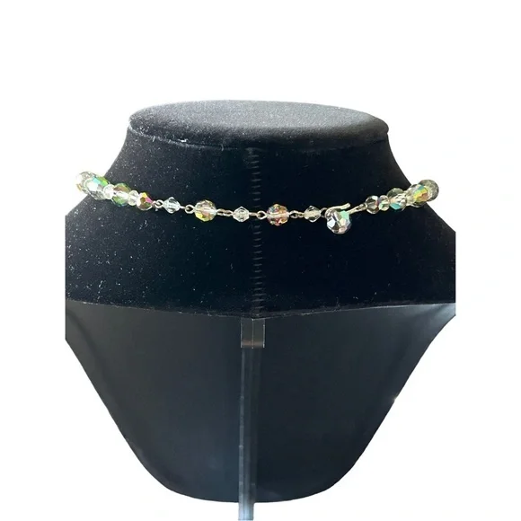 Gorgeous Vintage Smoked Heliotrope Crystal Necklace‎